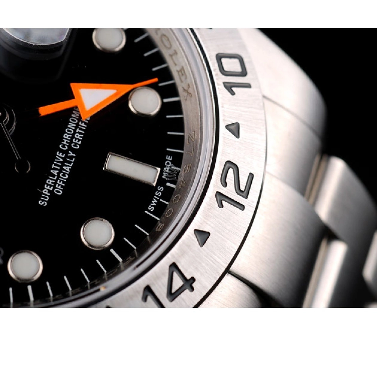 Aaa replica watch Stainless Bezel Dial Steel Black Watch Explorer Rolex 0623